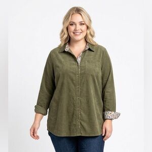 Como Blu green corduroy button down shirt size 3X